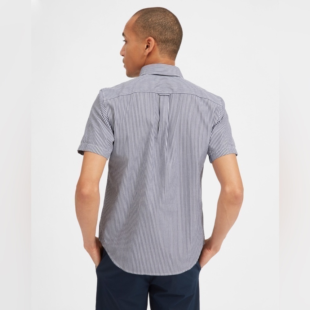 Everlane | The Air Oxford Short-Sleeve Shirt Navy Blue Stripes Medium Classic‎ - Picture 2 of 8